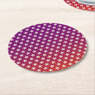 Funny Stars Pattern transparent + your idea Round Paper Coaster