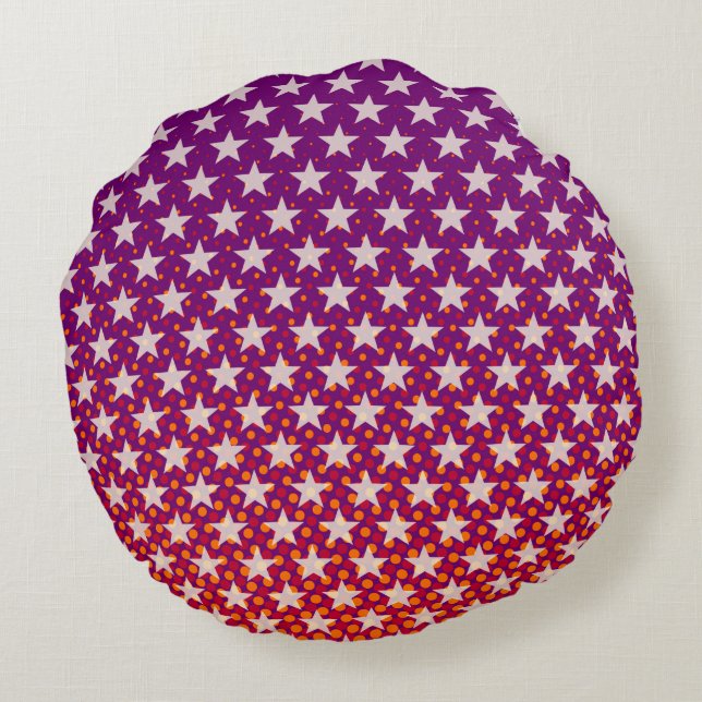 Funny Stars Pattern transparent + your idea Round Pillow (Back)