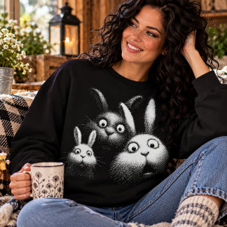 Funny Startled Bunnies Wide Eyed Rabbit Humour Sweatshirt