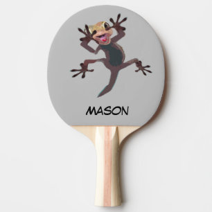 Funny Startled Lizard Custom Name Ping Pong Paddle