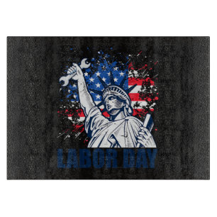 Funny Statue Of Liberty USA Flag Labour Day Patrio Cutting Board