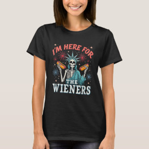Funny Statue Skeleton Hot Dog BBQ Humour July 4th T-Shirt