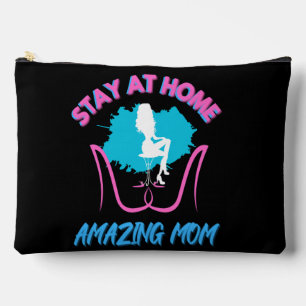 Funny Stay At Home Mom Pink & Blue Trendy Design Accessory Pouch