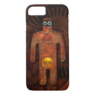 Funny Steampunk Robot - Brass Monogram Super Hero Case-Mate iPhone Case