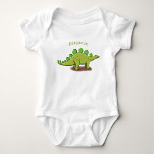 Funny stegosaurus dinosaur cartoon baby bodysuit