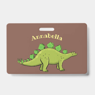 Funny stegosaurus dinosaur cartoon badge