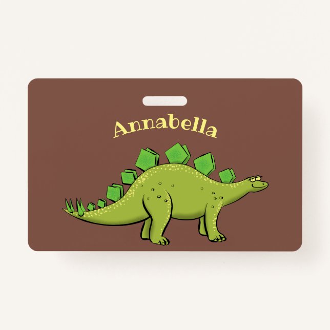 Funny stegosaurus dinosaur cartoon badge (Front)