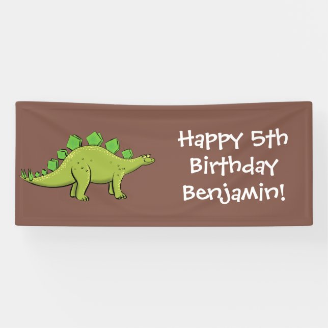 Funny stegosaurus dinosaur cartoon banner (Horizontal)