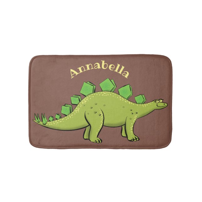Funny stegosaurus dinosaur cartoon bath mat (Front)