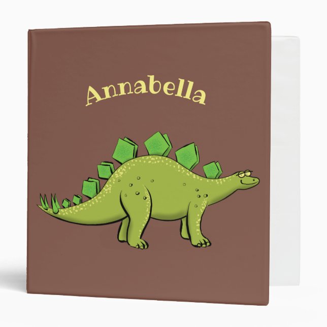 Funny stegosaurus dinosaur cartoon binder (Front/Inside)