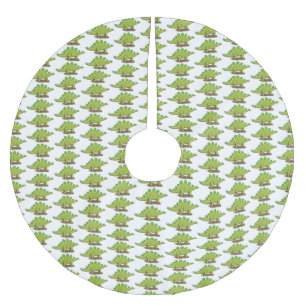 Funny stegosaurus dinosaur cartoon brushed polyester tree skirt
