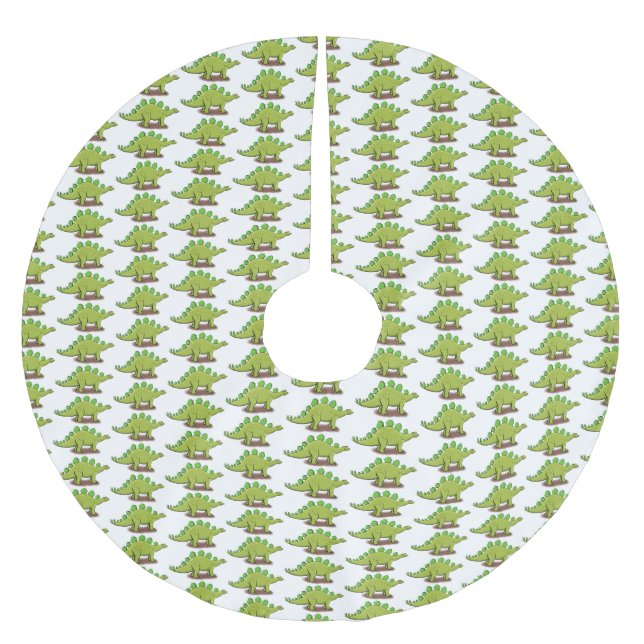 Funny stegosaurus dinosaur cartoon  brushed polyester tree skirt (Front)