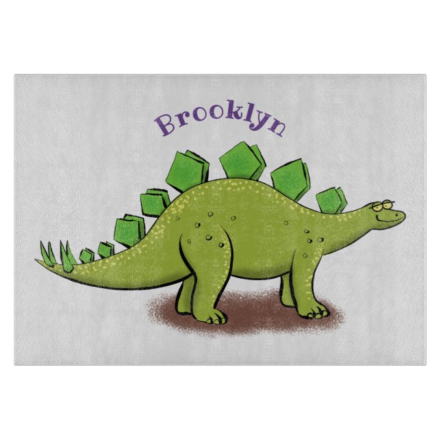 Funny stegosaurus dinosaur cartoon cutting board (Front)
