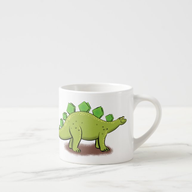 Funny stegosaurus dinosaur cartoon espresso cup (Right)