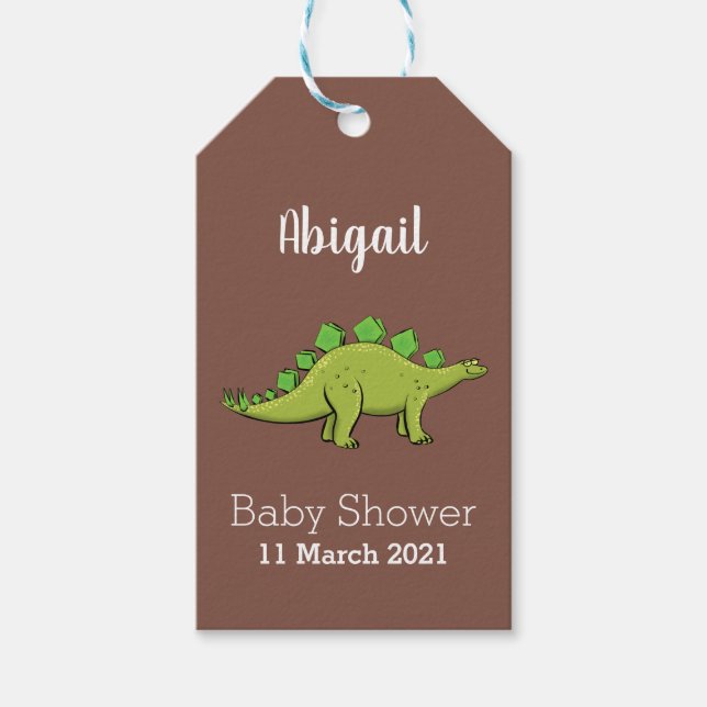 Funny stegosaurus dinosaur cartoon gift tags (Front)
