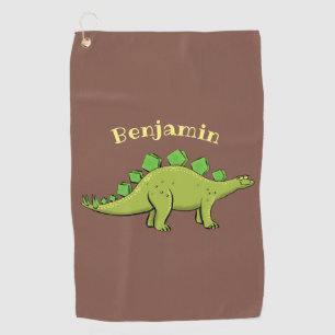 Funny stegosaurus dinosaur cartoon  golf towel
