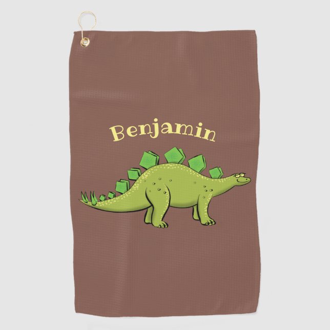 Funny stegosaurus dinosaur cartoon  golf towel (Front)