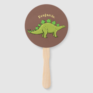 Funny stegosaurus dinosaur cartoon hand fan