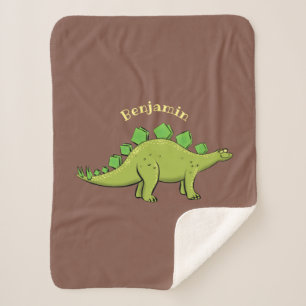 Funny stegosaurus dinosaur cartoon sherpa blanket