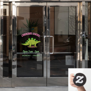 Funny stegosaurus dinosaur cartoon window cling