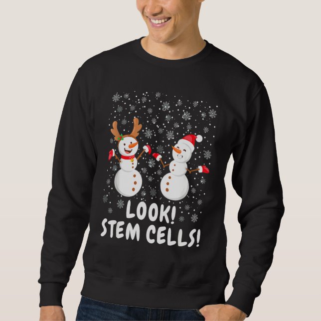 Funny Stem Cell Snowman Christmas Science Sweatshirt (Front)