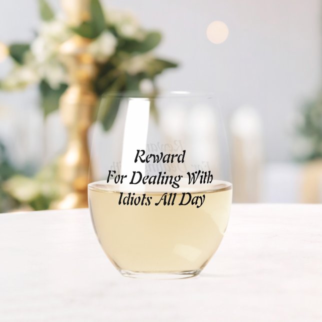 Funny Stemless Wine Glass (Insitu (Wedding))