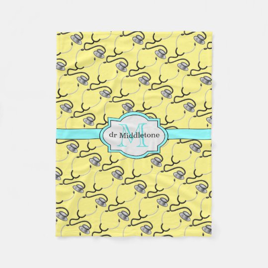 Funny stethoscopes for doctors on yellow name fleece blanket