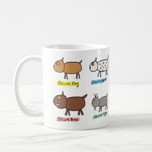 Funny Stick Dogs Coffee Mug (Left)
