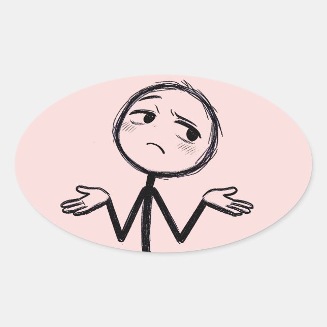 Funny Stick Figure Doodle Oval Sticker (Front)