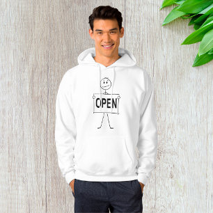 Funny Stick Figure Holding Open Sign Hoodie