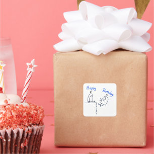 Funny Stick Figure Meme Birthday  Customizable Age Square Sticker
