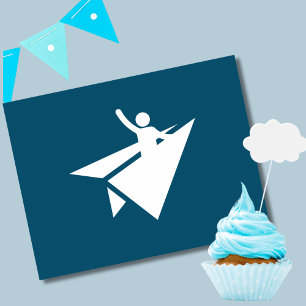 Funny Stick Figure Paper Airplane,Custom Birthday Postcard