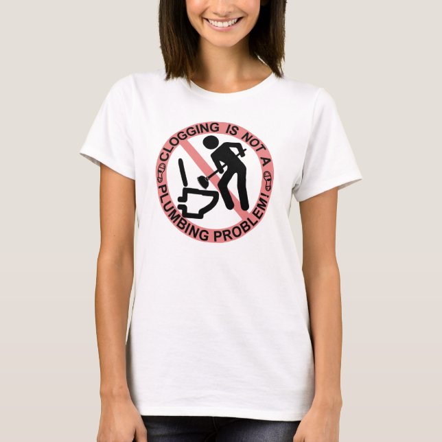 Funny Stick Figure Plunger Clogging Dancer T-Shirt (Front)