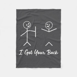 Funny Stick Figures I Got Your Back Fleece Blanket