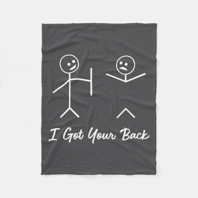 Funny Stick Figures I Got Your Back  Fleece Blanket (Front)