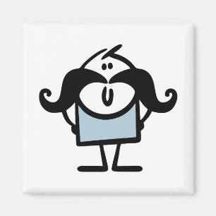 Funny stick man with moustaches magnet