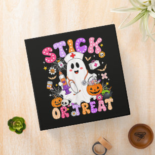 Funny Stick Or Treat Cute Nurse Ghost Halloween Binder