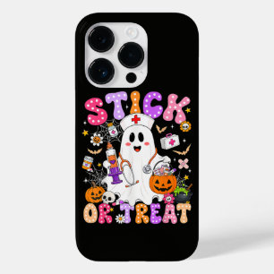 Funny Stick Or Treat Cute Nurse Ghost Halloween Case-Mate iPhone 14 Pro Case