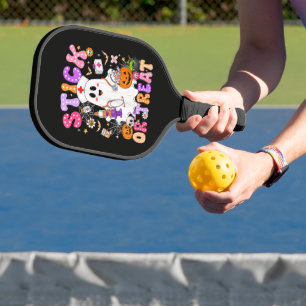 Funny Stick Or Treat Cute Nurse Ghost Halloween Pickleball Paddle