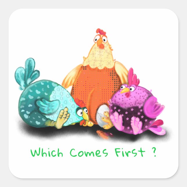 Funny Sticker Chickens Waiting Egg To Hatch (Front)