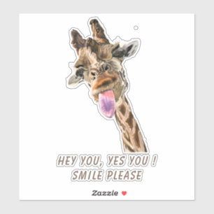 Funny Sticker with Playful Giraffe - Custom Text