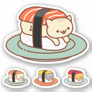 Funny Stickers - SUSHI CATS - SALMON