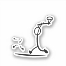 FUNNY STICKMAN CHASING APPLE SIGN STICKER