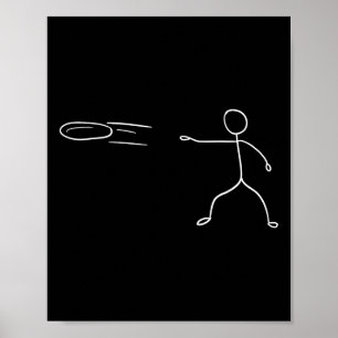 Funny Stickman Disc Golf Player Sports Lover Poster
