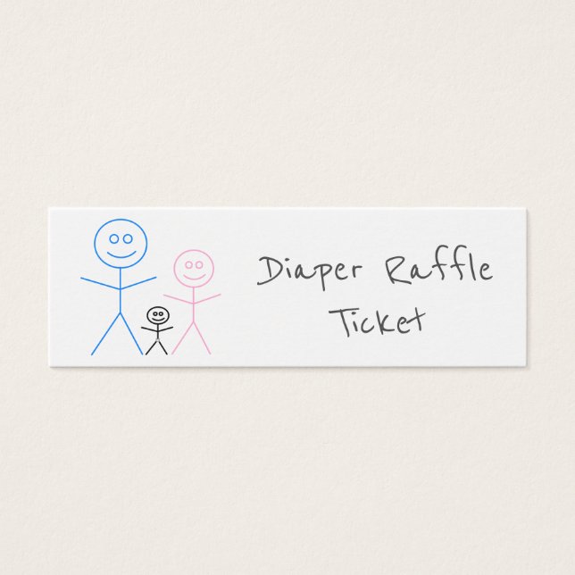 Funny Stickman Family Drawing Diaper Raffle Ticket (Front)