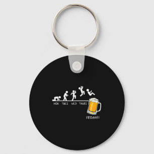 Funny Stickman Jumping Beer Days Of Week Friday Dr Keychain