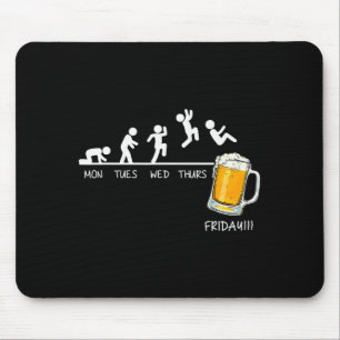 Funny Stickman Jumping Beer Days Of Week Friday Dr Mouse Pad