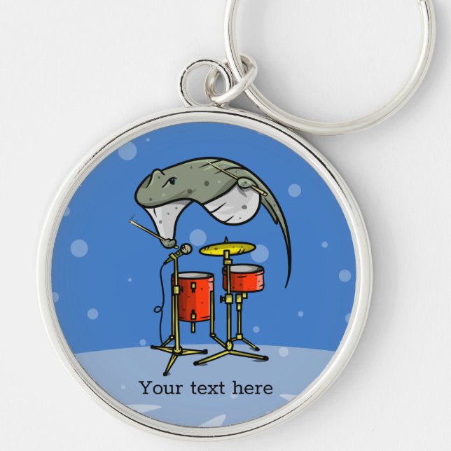 Funny Stingray drummer cartoon Keychain (Front)
