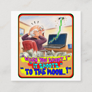 Funny Stock Trader Short Squeeze Panic Drawing Square Business Card
