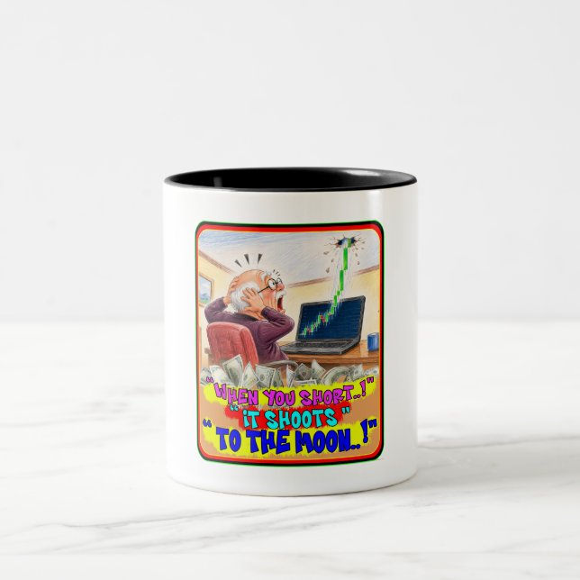 Funny Stock Trader Short Squeeze Panic Drawing Two-Tone Coffee Mug (Center)